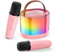 HWWR Mini Karaoke Machine for Kids with 2 Microphones, Popular Birthday Gifts for Girls Boys Age 3-14+, Singing Machine with Party Lights