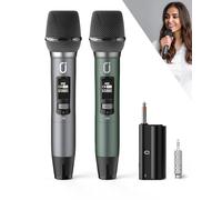 HWWR Wireless Microphones, Professional UHF Dual Microphones for Karaoke, Wireless Dynamic Microphone System Set with Rechargeable Receiver,Plug and Play, Speech, Wedding, Church, PA System