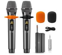HWWR Wireless Microphones, Universal Metal UHF Microphone for Karaoke Singing, 200ft Range Cordless Dynamic Mic System with Rechargeable Receiver for Wedding, DJ, Party, Speech, Church, Class