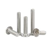 HWWW 100/50/20/pcs M1.4 M1.6 M2 M2.5 M3 M4 M5 M6 M8 304 Stainless Steel Cross Ultra Thin Super Low Flat Head Screw Bolt(6mm,M2.5 (100pcs))