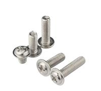 HWWW 100pcs-1000pcs M2 M2.5 M3 M4 M5 304 Stainless Steel Cross Pan Round Head With Washer Padded Collar Machine Screw(X16mm,M3 500pcs)