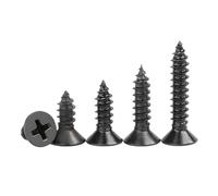 HWWW 100pcs M3 M3.5 M4 M5 Black Carbon Steel Cross Flat Countersunk Head Self-tapping Mini Screw Electrical/Wood Use(18mm,M5 x100pcs)