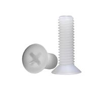 HWWW 20/ 50pcs M2 M2.5 M3 M4 M5 M6 M8 Black/White Nylon Countersunk Head Screws Plastic Flat Head Bolts Length: 4~40mm(White,M5x30 (50pcs))