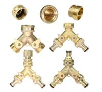 HWWW Brass Y Splitter 1PC 3/4" 16mm 2 Way | BSP/NPT Dual Outlet Tap Connector 2 Valves Garden Irrigation Joints(Dx1pc)