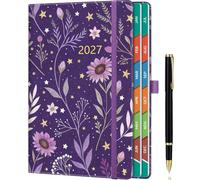 HwxBen 2027 Daily Diary A5 Page a Day - Whispering Forest Flowers Nature Botanical Planner, Hardcover Diary with Tabs, 100gsm Paper, Pocket & Pen Holder