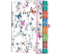 HwxBen 2027 Diary A4 Page-A-Day Floral - January-December 2027, One Page Per Day Diary, Monthly Overview, 100 GSM Paper, Hardcover with Pen Holder, 2 Ribbon Bookmarks & Inner Pocket