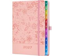HwxBen 2027 Diary A5 Week to View - Pink diary 2027 week to view | Full Year Weekly & Monthly Planner from Jan 2027 to Dec 2027, UK Holiday, Hardcover, Colorful Tabs, Notes