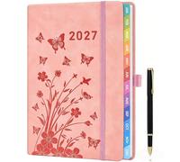 HwxBen 2027 Diary A5 Week to View, Pink Diary 2027 Week to View | Full Year Weekly & Monthly Planner from Jan 2027 to Dec 2027 100 GSM Paper, Elastic Closure, Pen Loop, Inner Pocket,