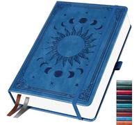 HwxBen Bullet Dotted Journal, Dotted Notebook, 256 Pages, 140gsm Inkproof Paper, PU Hard Cover, Elastic Band, Inner Pocket, for Work, Office and School, 14.5 x 21 cm (Blue)
