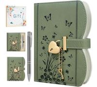 HwxBen Diary with Lock and Keys for Girls and Women, Ideas with Gift Box and Pen and Bookmark, Journal for Women with 244 Pages, B6 Refillable Notebook with Lock for Writing, Army green