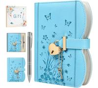 HwxBen Diary with Lock and Keys for Girls and Women,Ideas with Gift Box and Pen and Bookmark, Journal for Women with 244 Pages, B6 Refillable Notebook with Lock for Writing, Indigo