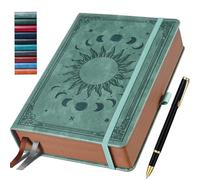 HwxBen Journal for Men & Women, Daily for Classic Lined Writing, 360 Pages Hardcover Journaling Notebook with Pen, Vintage Sun & Moon Design, Premium Grey, A5 (5.9'' x 8.5'')