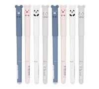HWXZUUO 8PCS Erasable Pens, 0.5mm Fine Point Erasable Ink Pens with Eraser, Smooth Writhing Black Gel, Cute Bear Gel Pen for Stationery Office Supplies Gifts