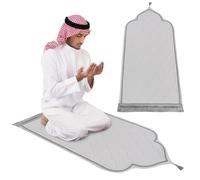 HWXZUUO Prayer Mat Soft Muslim Prayer Rug with Tassel Edge, Traditional Turkish Islamic Mat Thicked 23.6x43 Large Size Diamond Velvet Praying for Daily Salah, WhitePrayer