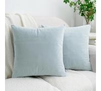HWY 50 Baby Blue Solid Velvet Square Cushion Covers 50x50 cm, Pack of 2, Luxury Soft Cosy Decorative Throw Pillow Covers for Sofa Couch Bed Living Room