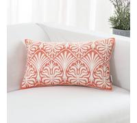 HWY 50 Coral Pink Embroidered Cotton Cushion Cover 30x50 cm 1 Piece, Decorative Modern Pattern Throw Pillow Cover for Sofa Living Room Bed Couch