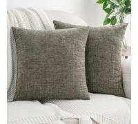 HWY 50 Dark Grey Chenille Luxury Cushion Covers 55 x 55 cm Pack of 2 | Solid, Soft Cosy, Modern Classic Decorative, Throw Pillow Covers for Sofa Couch Bed Living Room, Home Decor