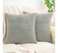 HWY 50 Grey Chenille Luxury Cushion Covers 50 x 50 cm Pack of 2 | Solid, Soft Cosy, Modern Classic Decorative, Throw Pillow Covers for Sofa Couch Bed Living Room, Home Decor