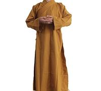 Hwydo Long Cotton Kung Fu Shaolin Monk Robe Lay Master Zen Buddhist Meditation Gown L