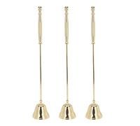 HWyndiluvian 3pcs Candle Snuffer, Golden Iron Plating Bell Shaped Long Handle Candle Extinguisher with Non - Slip Grip for Scented Aromatherapy Tea Light Jar Candles