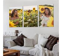Hwyuqiya 3 Panel Framed Personalized Custom Canvas Prints with Your Photos, Print Pictures on Canvas, Customised Gifts for Family, Wedding, Friends, Pets, Home Decoration (3PCS 12”X18”(30X45cm))
