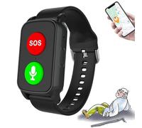 HWYYLXS Senior Smart Watch with Fall Detection, Fall Alert Devices GPS Tracker, IP67 Waterproof, 600mAh Battery Capacity & 5-15 Meters Positioning Accuracy for Patients and Elderly Black