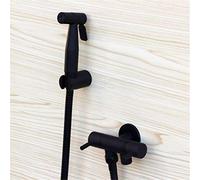 HWZJLH 304 Stainless Steel Bidet Spray Faucet Set with Portable Shower Sprayer Wall Mounted Muslim Toilet Shattaf Black Color Wc Hole and Valve Included