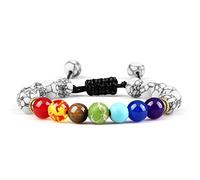 HWZJLH 7 Chakra Bracelet Men Black Lava Tiger Eye Stones Reiki Buddha Prayer Natural Stone Yoga Bracelets Bangles