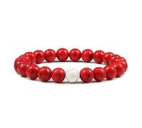 HWZJLH 8mm Stone Bead Bracelet Real Crystal Bead Bracelet Nature Stones Blue White Round Woven Stretchy 17cm x 7mm for Birthday