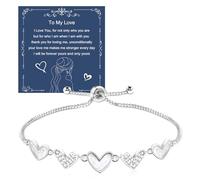 HWZJLH Adjustable Dainty Silver Heart Bracelets for Women Trendy Heart Charm Link Chain Bracelet Valentine's Day Birthday Anniversary Jewelry Gifts for Women Girlfriend Wife, Large, Stainless Steel,