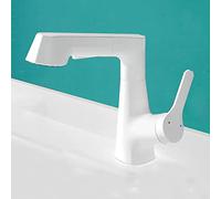 HWZJLH Bathroom taps Pull Out Single Lever with extendable Functions Sprayer, 360° Swivel spout Faucet, liftable, hot and Cold Water Mixer Sink tap,White
