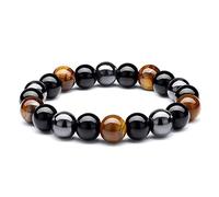 HWZJLH Bead Bracelets 10Mm, Agate Bracelet Men Black Brown Agate 10mm Black Adjustable Braided Bead Bracelet 30cm Nature Stone for Women Mother's Day, 30cmx10mm, Crystal, Cubic Zirconia