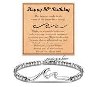 HWZJLH Birthday Gifts for Women Her, Cool Wave Bracelet Gifts for 30th-80th Birthday Woman Mom Wife Grandma Daughter Best Friend with Happy Birthday Card