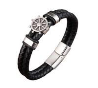 HWZJLH Bracelet, Bracelet, Jewelry, Women'S And Men'S Leather Jewelry Black Leather Bracelet For Men Punk Braided Rope Magnetic Button Male Bracelet