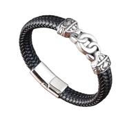 HWZJLH Bracelet, Bracelet, Jewelry, Women'S And Men'S Leather Jewelry Punk Charm Magnetic Button Black Leather Bracelet For Men Bangles