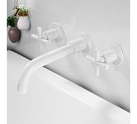 HWZJLH Brass Double Handle Wall Mounted Sink Hot Cold Basin Mix Tap Brushed Bathroom Faucets,Sink Faucet