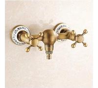 HWZJLH European Style Brass Outdoor Garden Taps Kit with Hot and Cold Wall Mounted Faucet for Washing Machine Antique