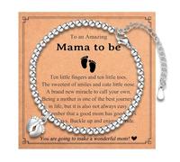 HWZJLH First for New Mom Pregnant Mom Mom to Be, Baby Feet Charm Bracelet Jewelry, Birthday Christmas Pregnancy Gifts for 1st Time Mom