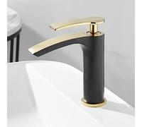 HWZJLH Full Copper Household Waterfall Toilet Cabinet washbasin wash Basin countertop hot Faucet, Black Gold Dwarf Model