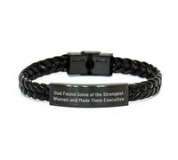 HWZJLH Inspirational Executive Women Quote Engraved Braided Leather Bracelet - Gifts from God for Dad on Father's Day Occasion, Small, Leather, no gemstone
