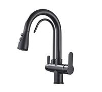 HWZJLH Matte Black Kitchen with Filtered Water Pull Out Spray Rotat 3 Ways Sink Mixer Smart Faucet Type A