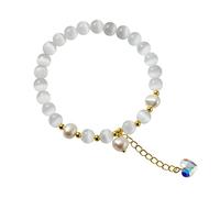HWZJLH Real 925 Sterling Silver Luxury Love Pearl Synthesis Opal Bracelet For Women Wedding Jewelry Gift