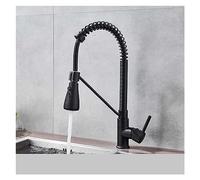 HWZJLH Single Handle Commercial Faucet with Dual Function Pull Down Spray Head Stainless Steel Hot Cold Water Kitchen Mixer Tap(Matte Black B)