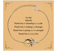 HWZJLH To My Abuela on Birthday Christmas Wedding Day Gift, Appreciation Sunflower Bracelet for Abuela Thank You for Standing by my side. Thank You for giving me the strength., Small, Silver stainless