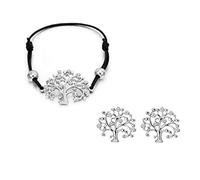HWZJLH Tree Of Life Fashion Jewelry Sets For Women Accessory Earrings Bracelet Rhinestone Chokers Necklace Jewelry Gift