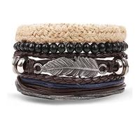 HWZJLH Vintage Bohemian Handmade Multilayer Leather Bracelet Set For Men Life Tree Wrap Bracelet Bangles Fashion Jewelry New