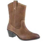 HX London Dallas Mid-Height Cowboy Boots Tobacco UK 6