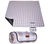 HX&OD Picnic Outdoor Blanket, Extra Large, 80''x80'' Waterproof Foldable Blankets Gingham Picnic Mat for Beach, Camping Grass Lawn Park Accessories Cute Couple Ideas Wedding (Light Brown, 80”x80”)