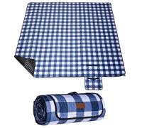 HX&OD Picnic Outdoor Blanket, Extra Large, 80''x80'' Waterproof Foldable Blankets Gingham Picnic Mat for Beach, Camping Grass Lawn Park Accessories Cute Couple Ideas Wedding (Blue, 80”x80”)