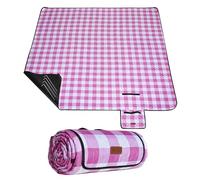 HX&OD Picnic Outdoor Blanket, Extra Large, 80''x80'' Waterproof Foldable Blankets Gingham Picnic Mat for Beach, Camping Grass Lawn Park Accessories Cute Couple Ideas Wedding (Pink, 80”x60”)